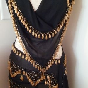 Hand beaded belly dancing scarves.